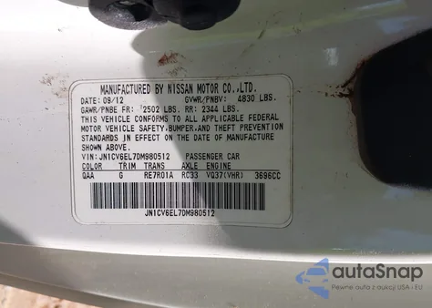 2013 Infiniti G37X из США, поврежденный, VIN JN1CV6EL7DM980512